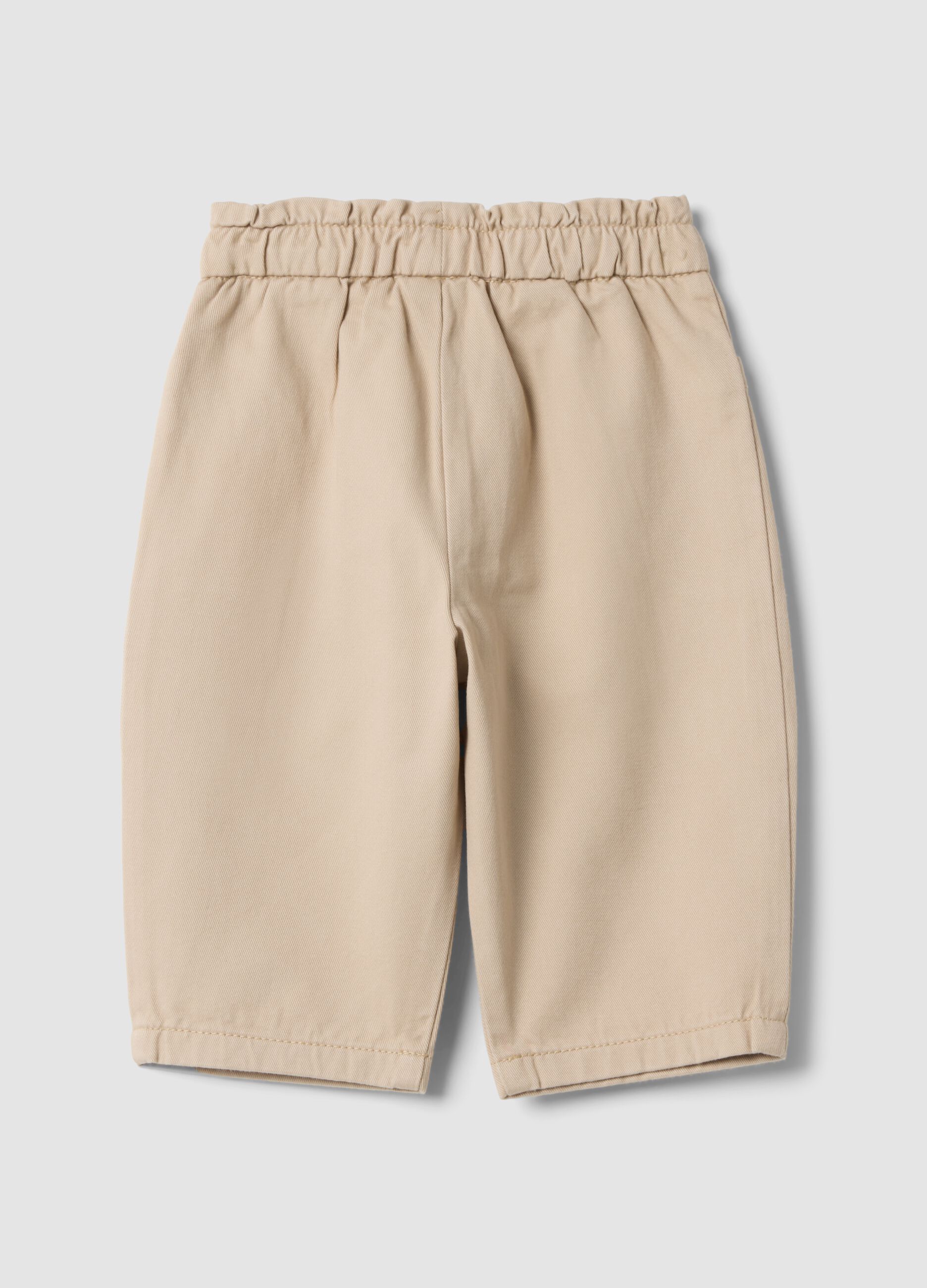 Pantaloni beige in puro cotone barrel fit