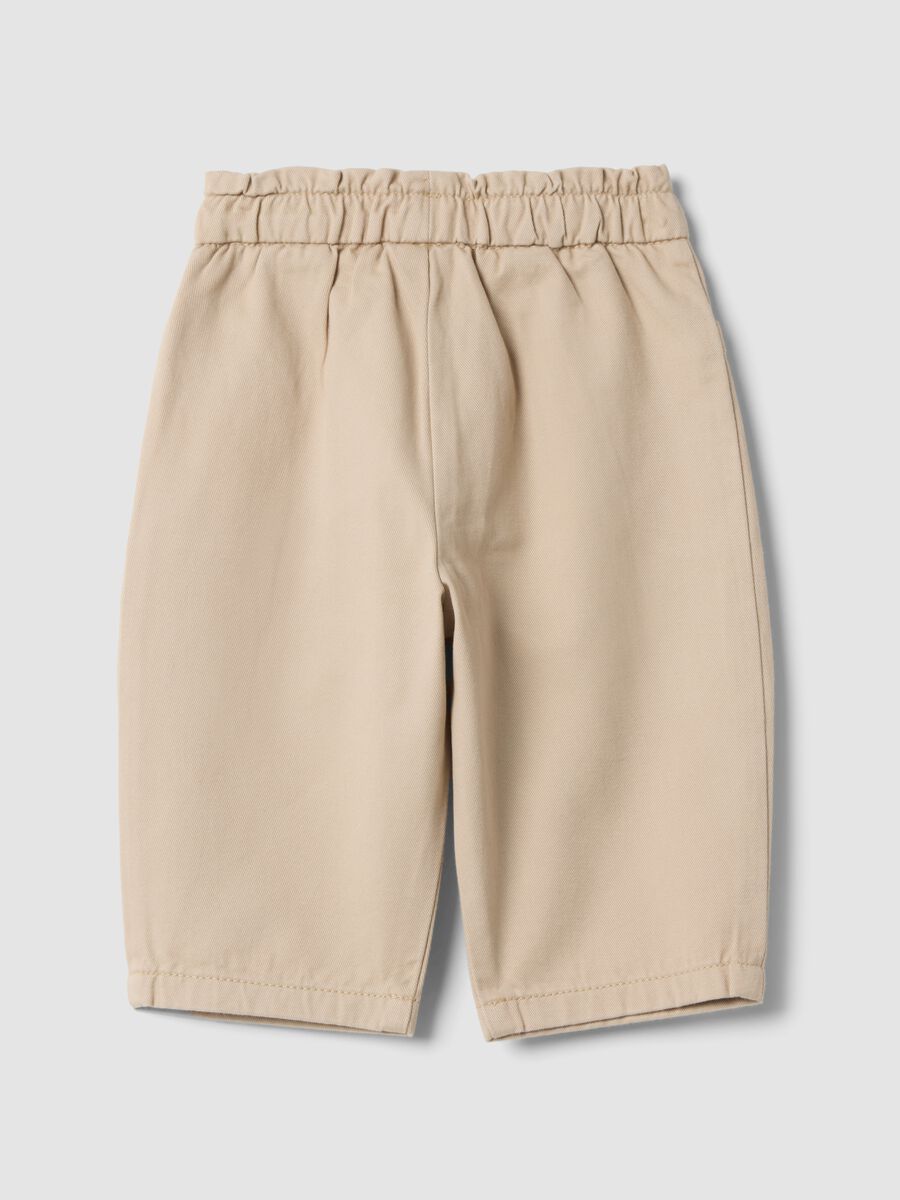 Beige pure cotton barrel-fit trousers_1