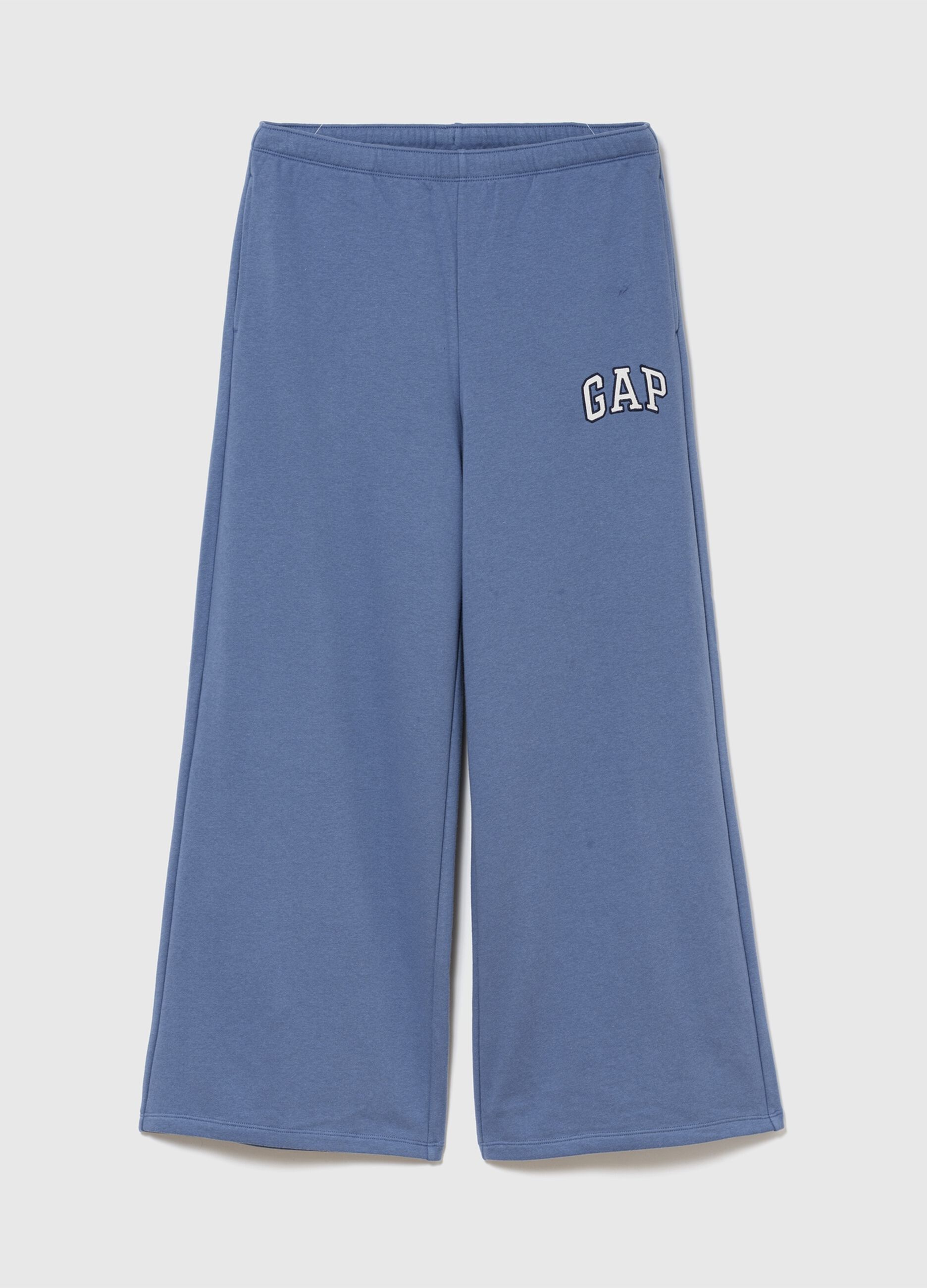 Blue wide-leg cotton-blend trousers with GAP logo