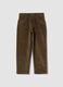 Brown ribbed stretch cotton trousers_0