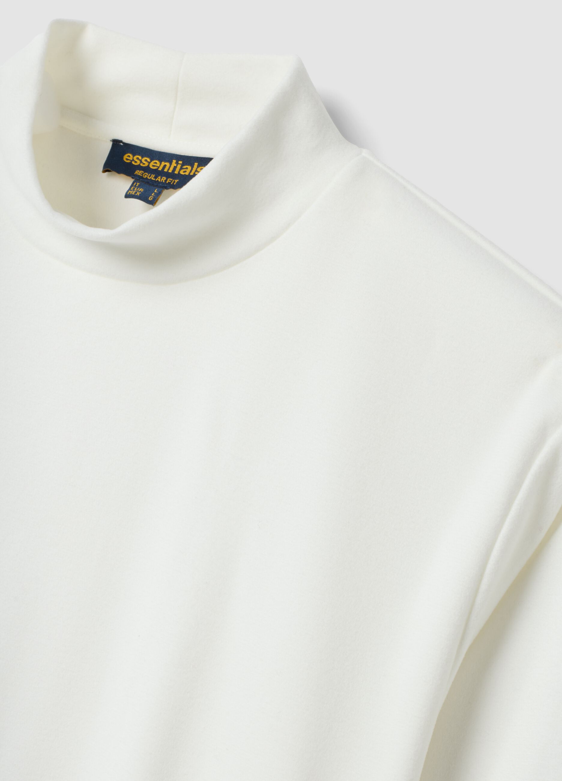 White stretch-fabric top with high neck