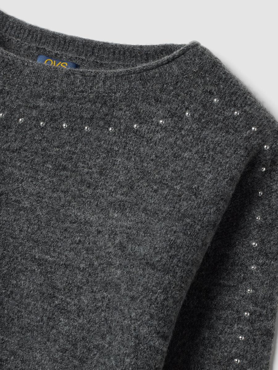 Grey stretch wool jumper with oversized boat neck_2