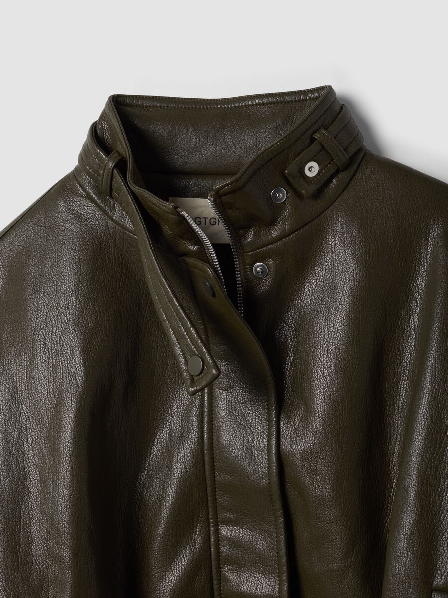 Green viscose-blend jacket with zip and belt_1