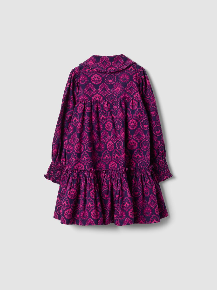 Purple ribbed pure cotton dress with grandad collar_2
