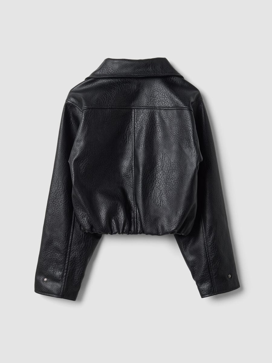 Black Oversized Faux Leather Jacket_7