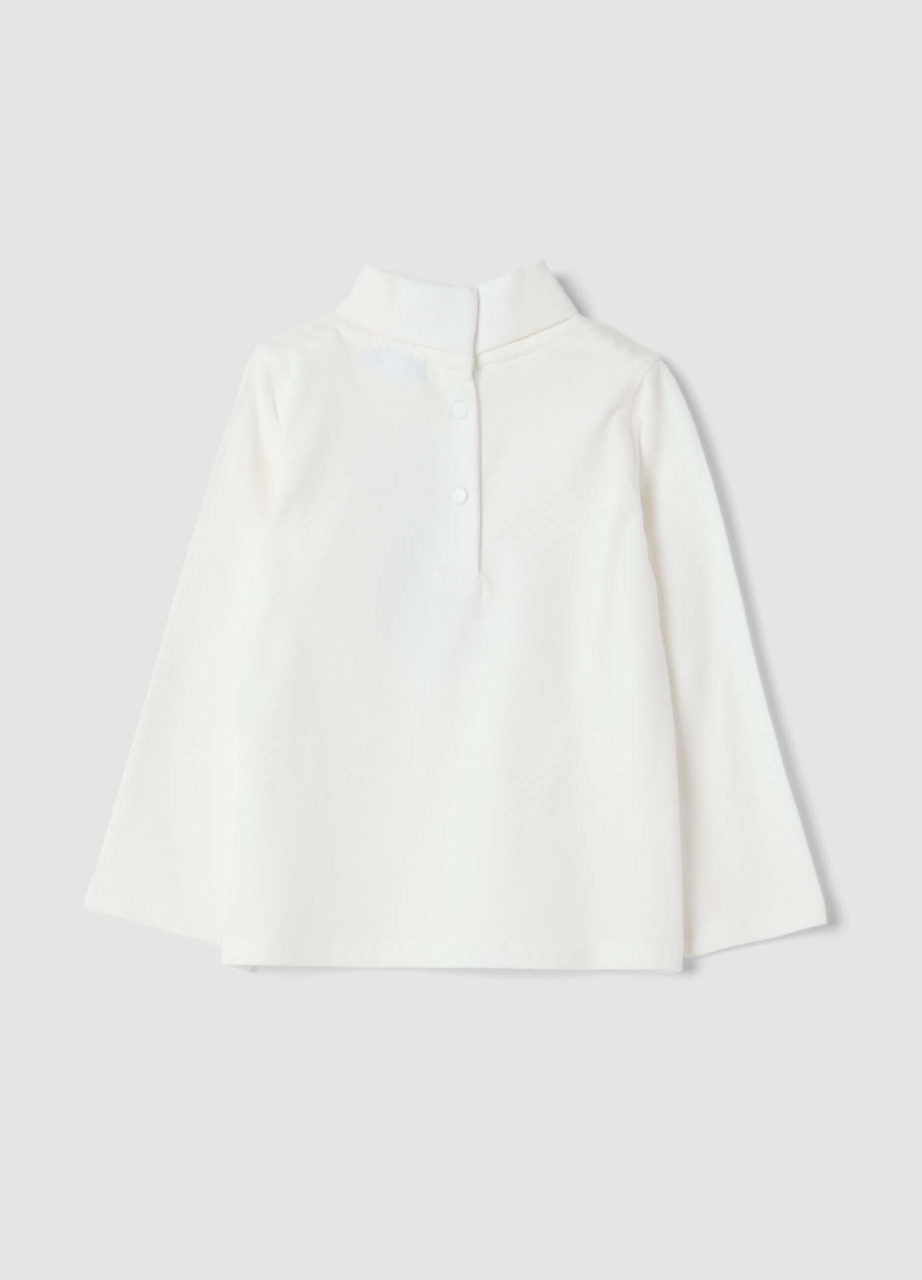 White organic stretch cotton crew-neck T-shirt