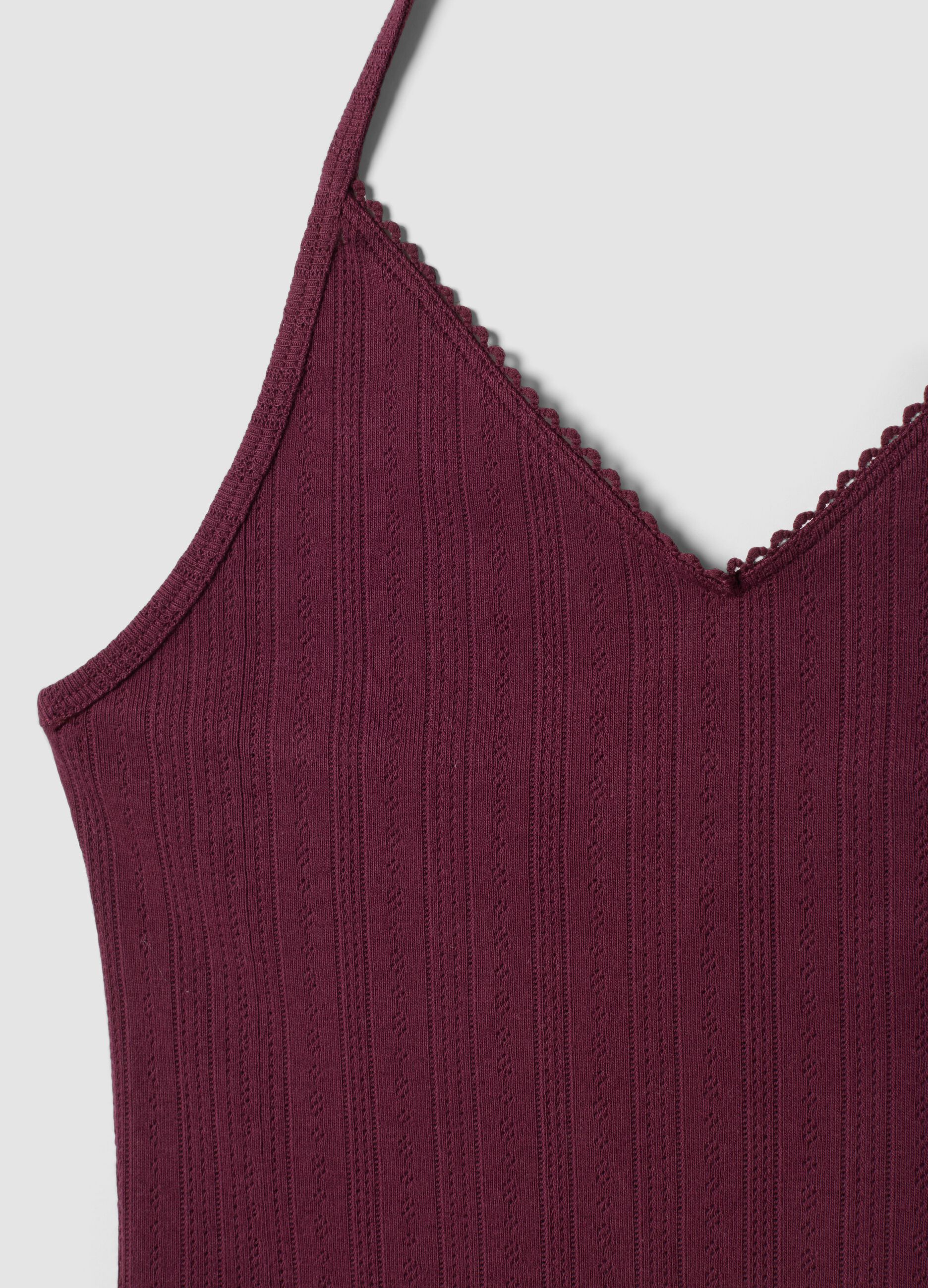 Purple ribbed pure cotton top