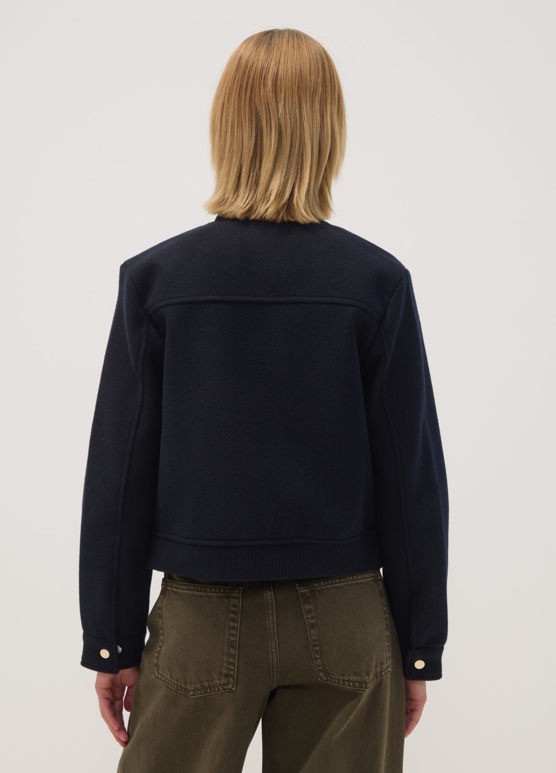 Navy blue regular-fit jacket with zip