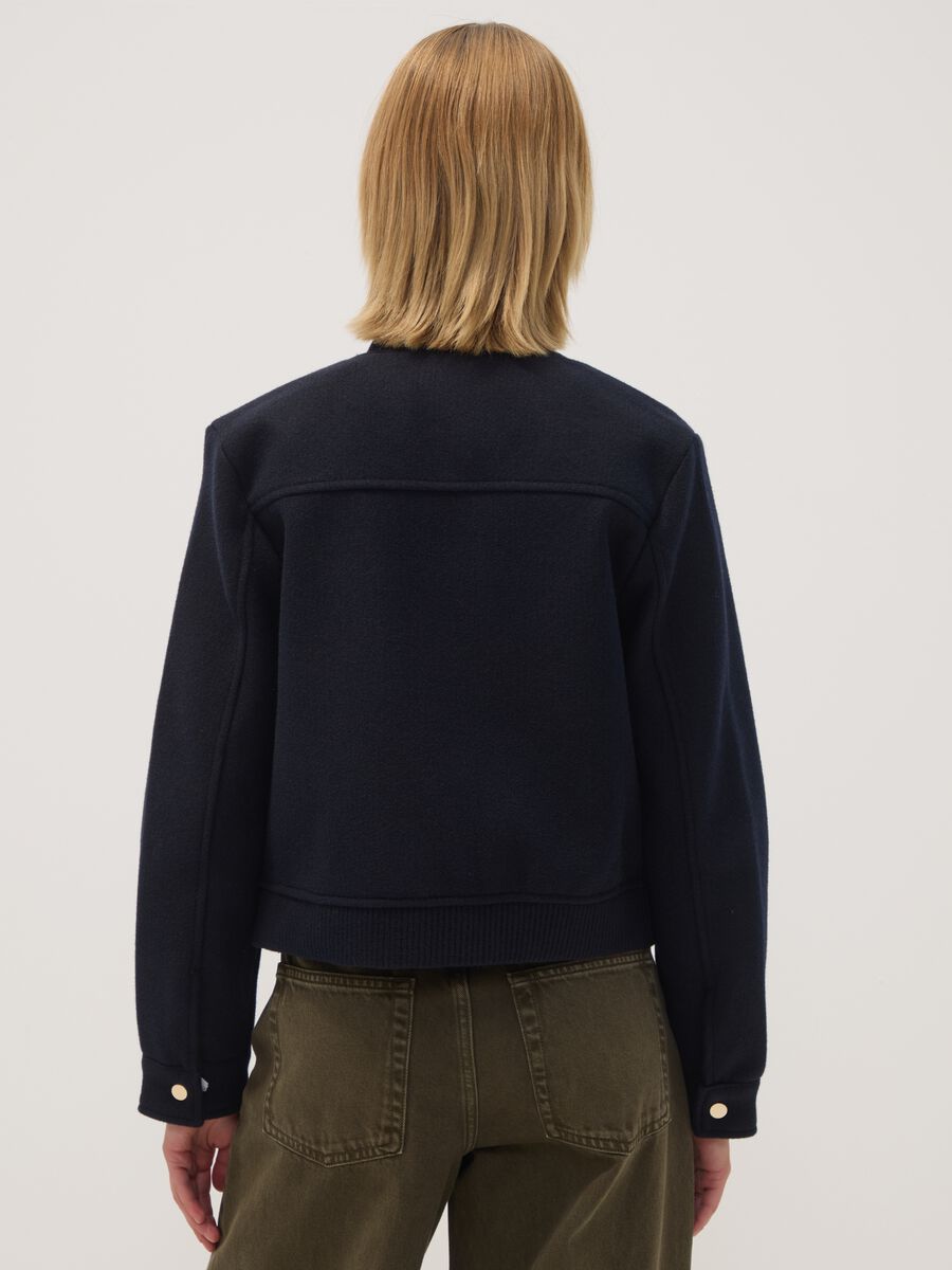 Navy blue regular-fit jacket with zip_3