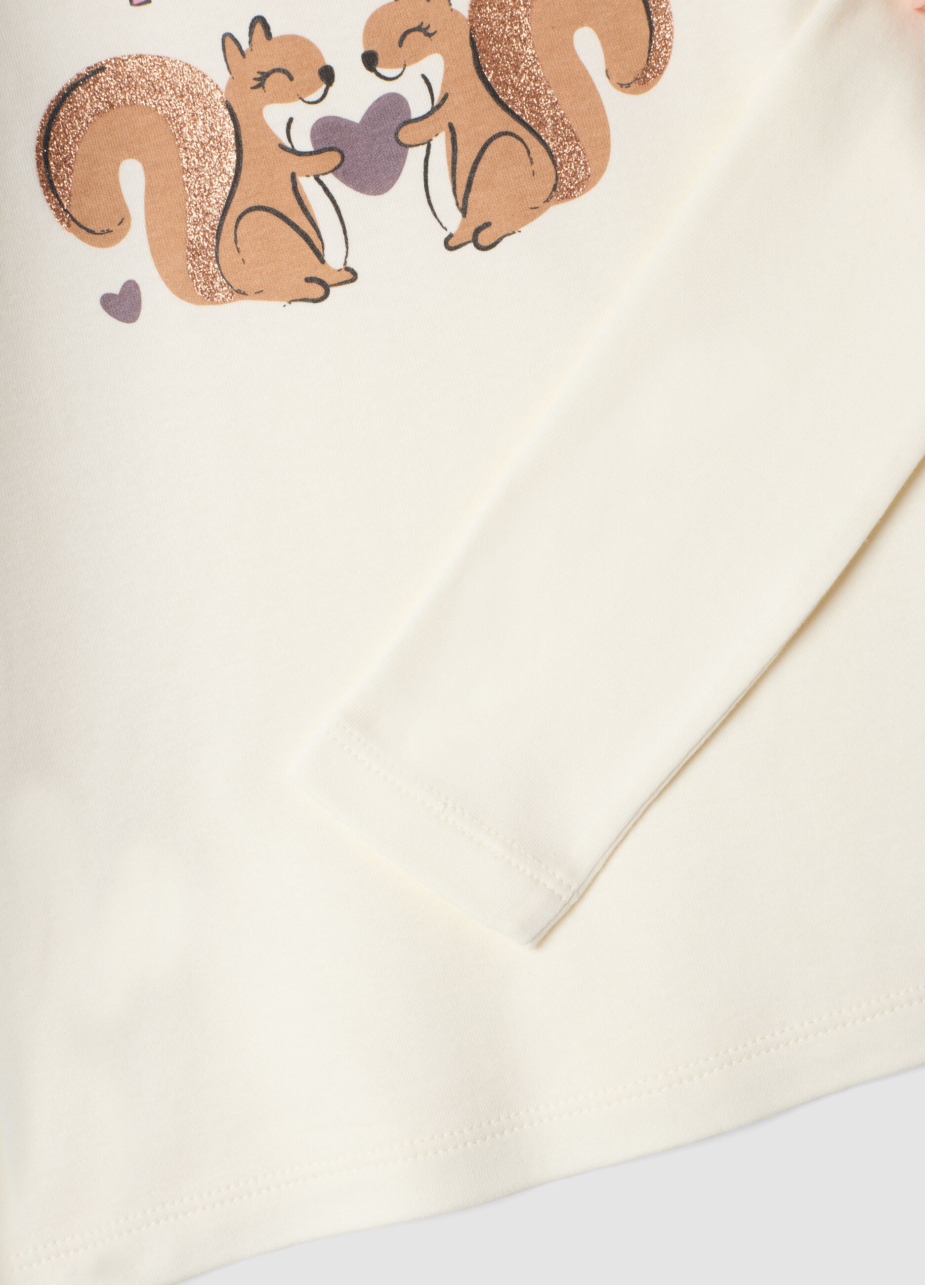 White organic cotton T-shirt with high neck