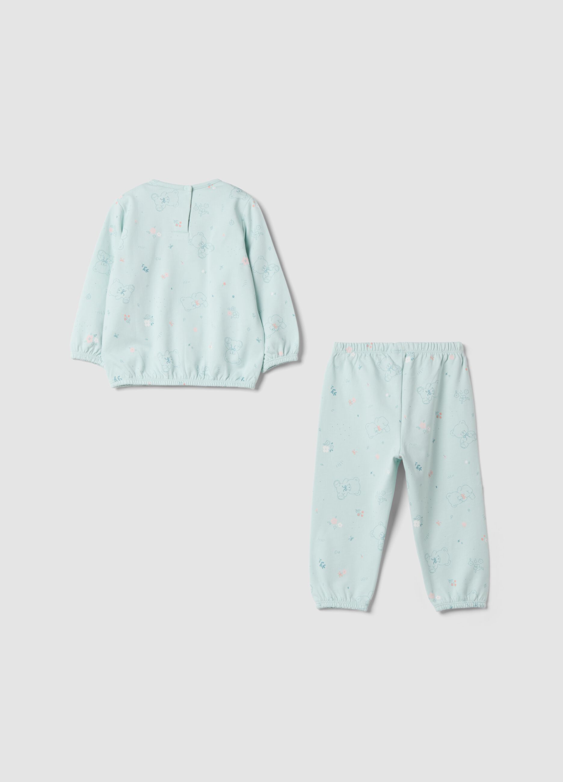 White organic cotton crew-neck pyjamas