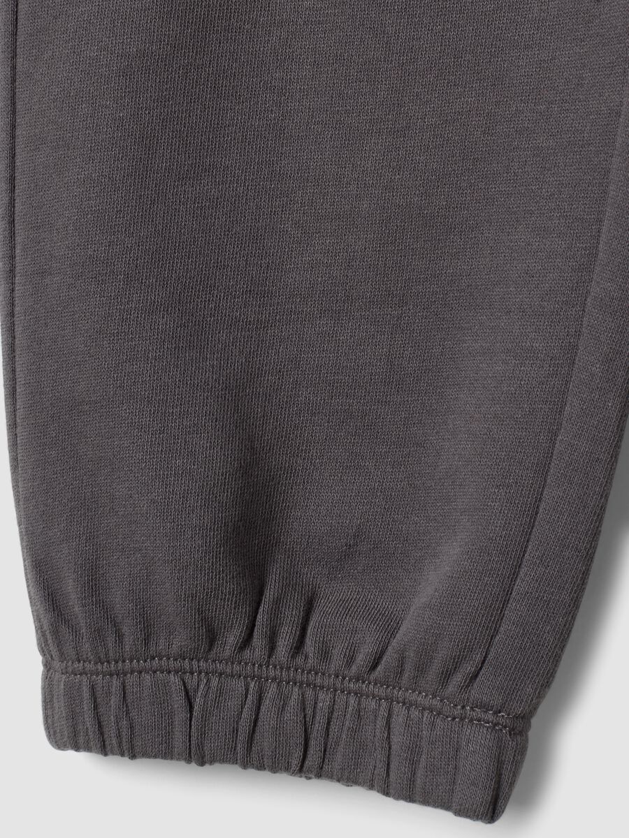 Grey pure cotton joggers with sporty print_3