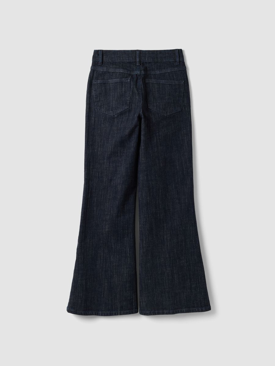 Jeans denim blu bootcut in cotone elasticizzato_7