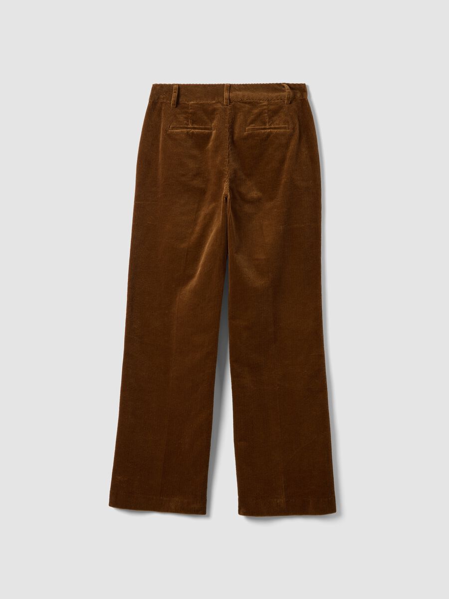 Brown flared ribbed stretch-cotton trousers_6