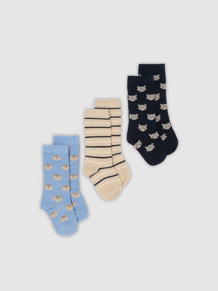 Tripack di calze azzurre in cotone organico elasticizzato_0