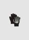 Black stretch-fabric gloves with skeleton print_0