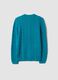 Maglia azzurra girocollo in misto lana con lavorazione jacquard_6