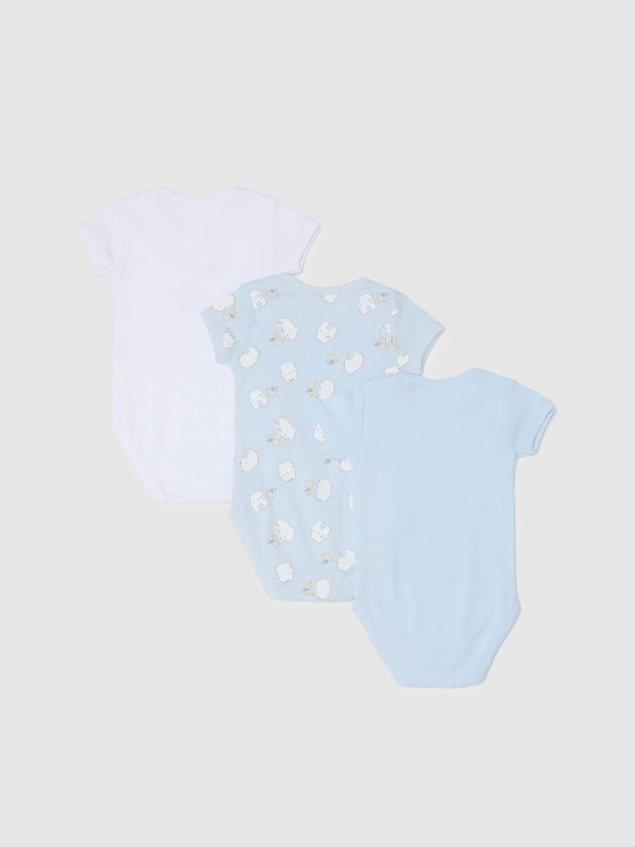 Multicoloured short-sleeve infant bodysuit tripack in pure cotton_1