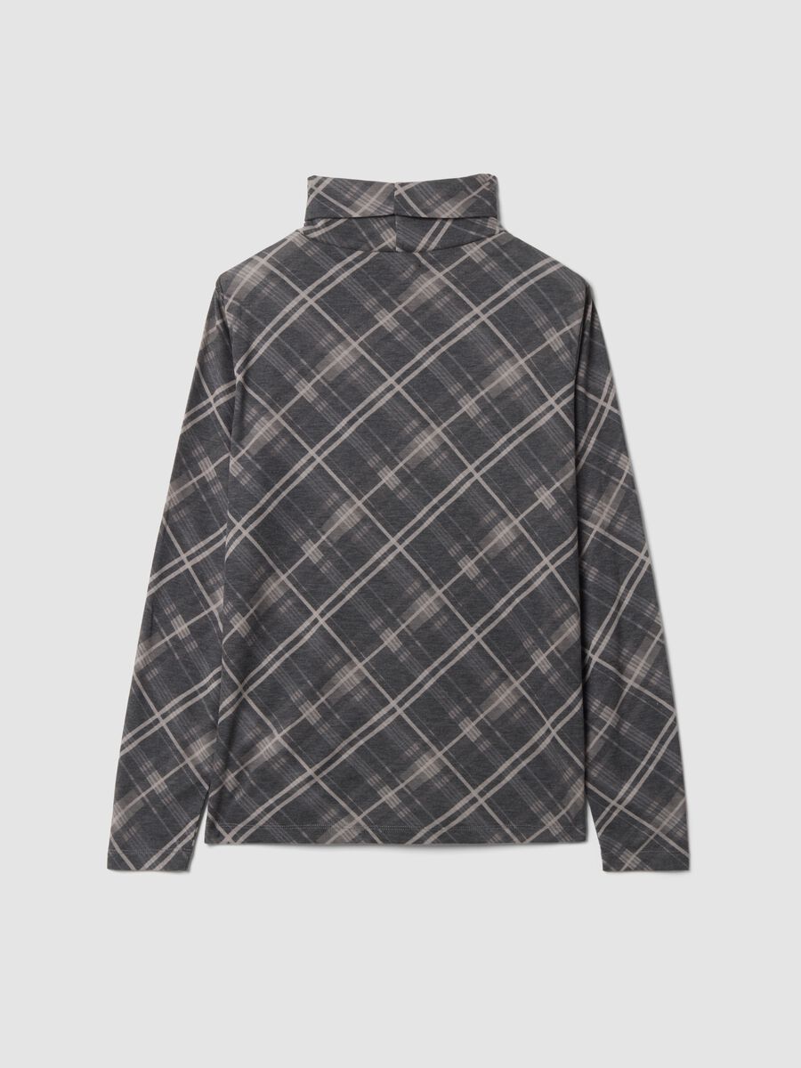 Grey lyocell-blend jumper with check roll neck, regular fit_2