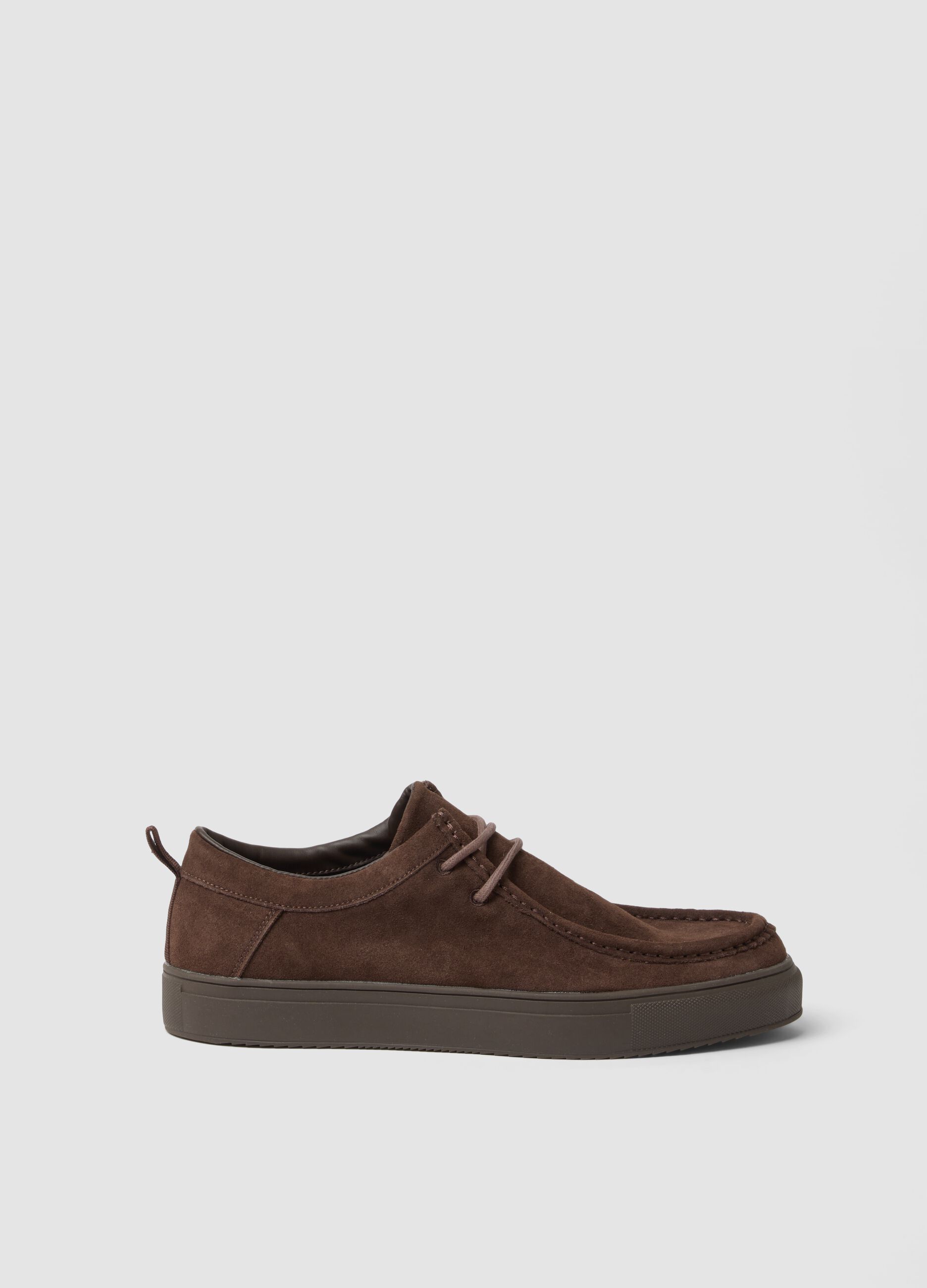 Classic brown genuine leather lace-up shoes