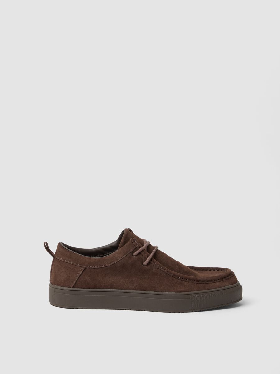 Classic brown genuine leather lace-up shoes_0