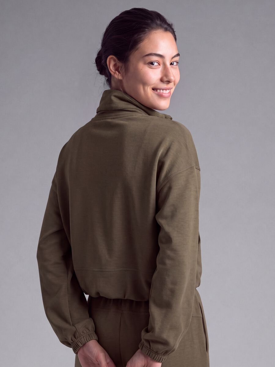 Green cropped soft-touch full-zip with stand-up collar ALTAVIA STUDIO_3