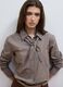 Multicolour stretch-cotton shirt with scarf collar_0