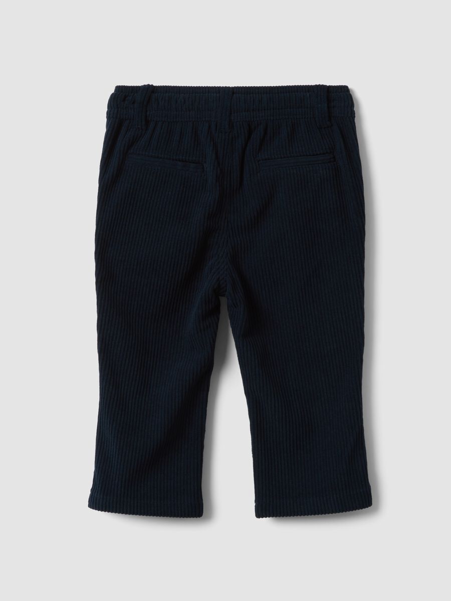 Blue regular-fit chino trousers with elasticated ribbed waistband_1