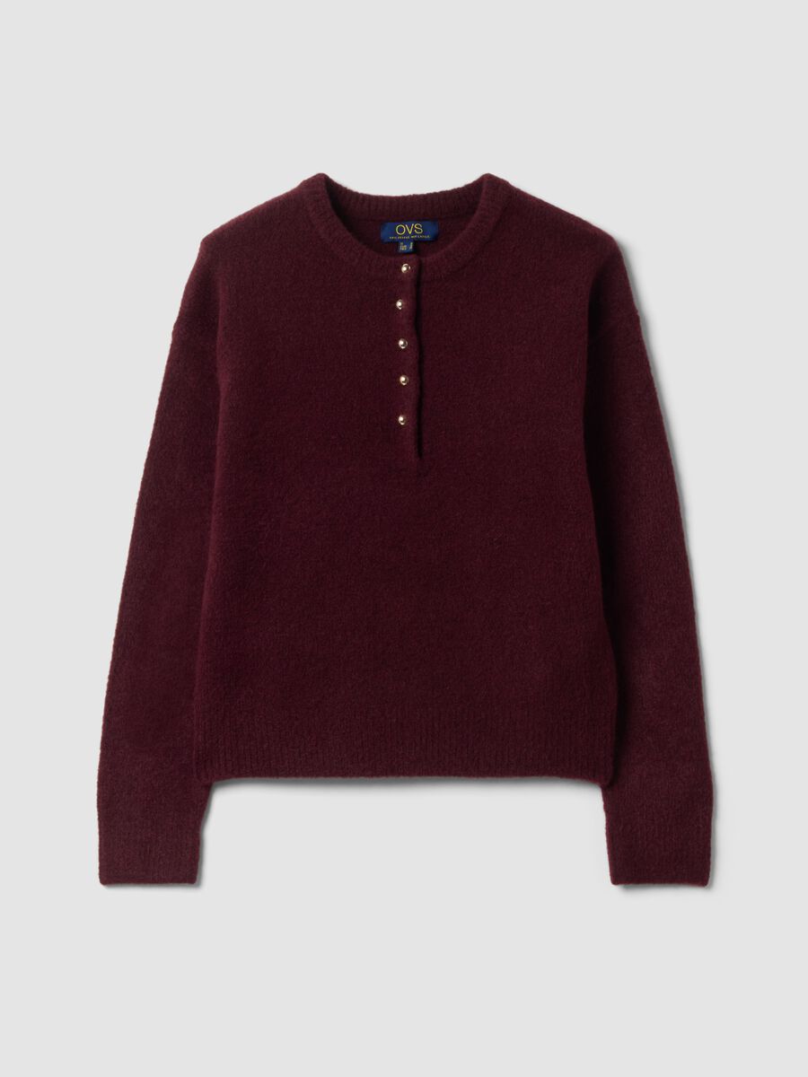 Red stretch wool crew-neck jumper, regular fit_4