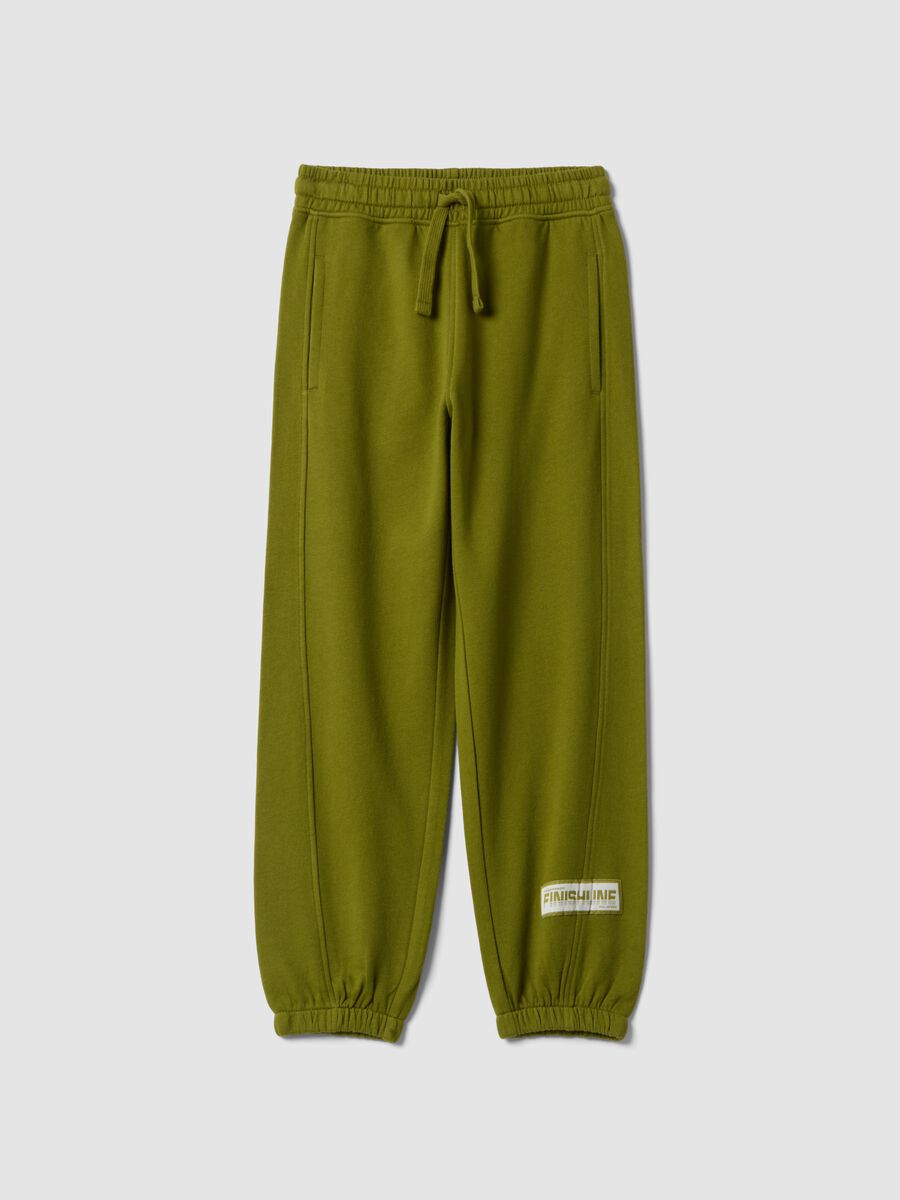 Green pure cotton joggers with elasticated cuffs_0