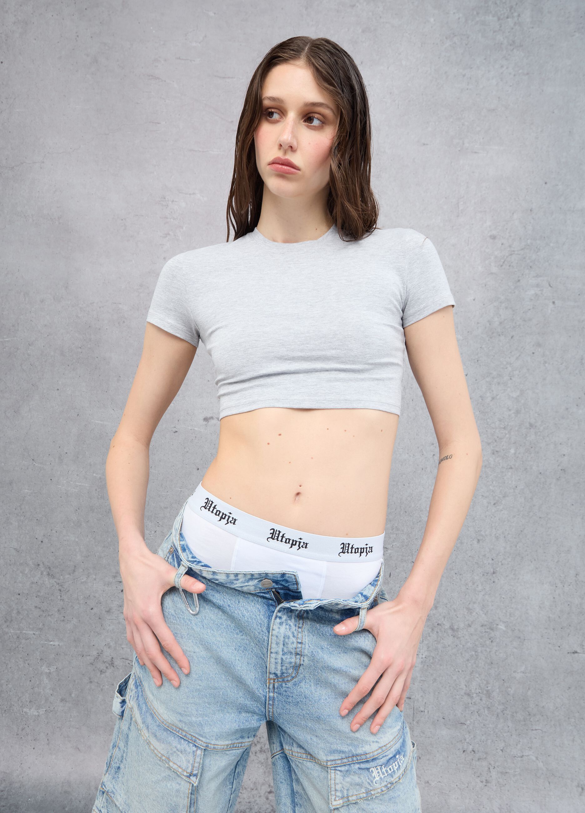 Vintage Grey crop T-shirt