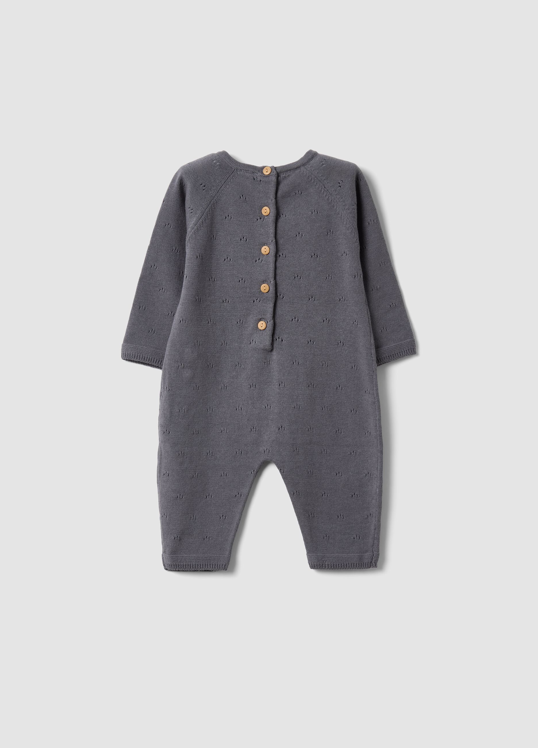 Grey pure cotton broderie sleepsuit with Minnie embroidery