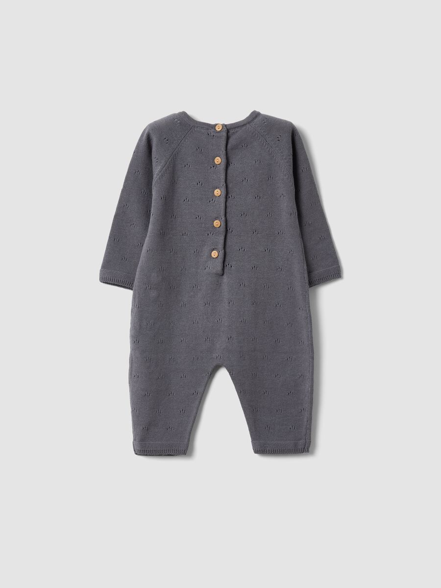Grey pure cotton broderie sleepsuit with Minnie embroidery_1