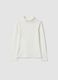 White pure cotton turtleneck T-shirt, regular fit_0