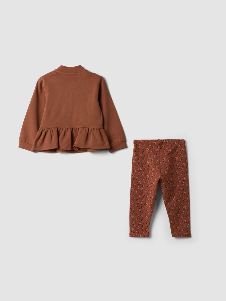 Brown stretch cotton set with crew neck_2