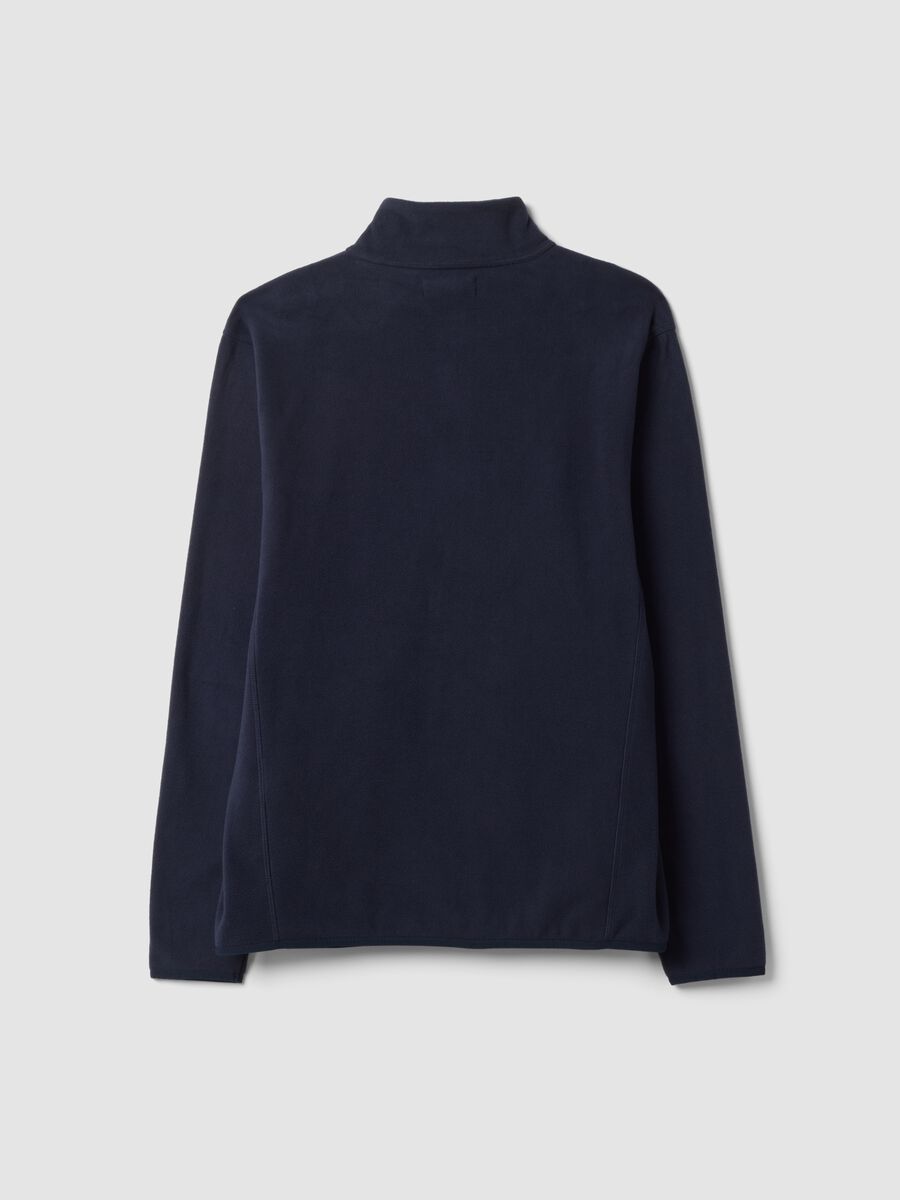 Blue regular-fit fleece sweatshirt with collar and zip_2