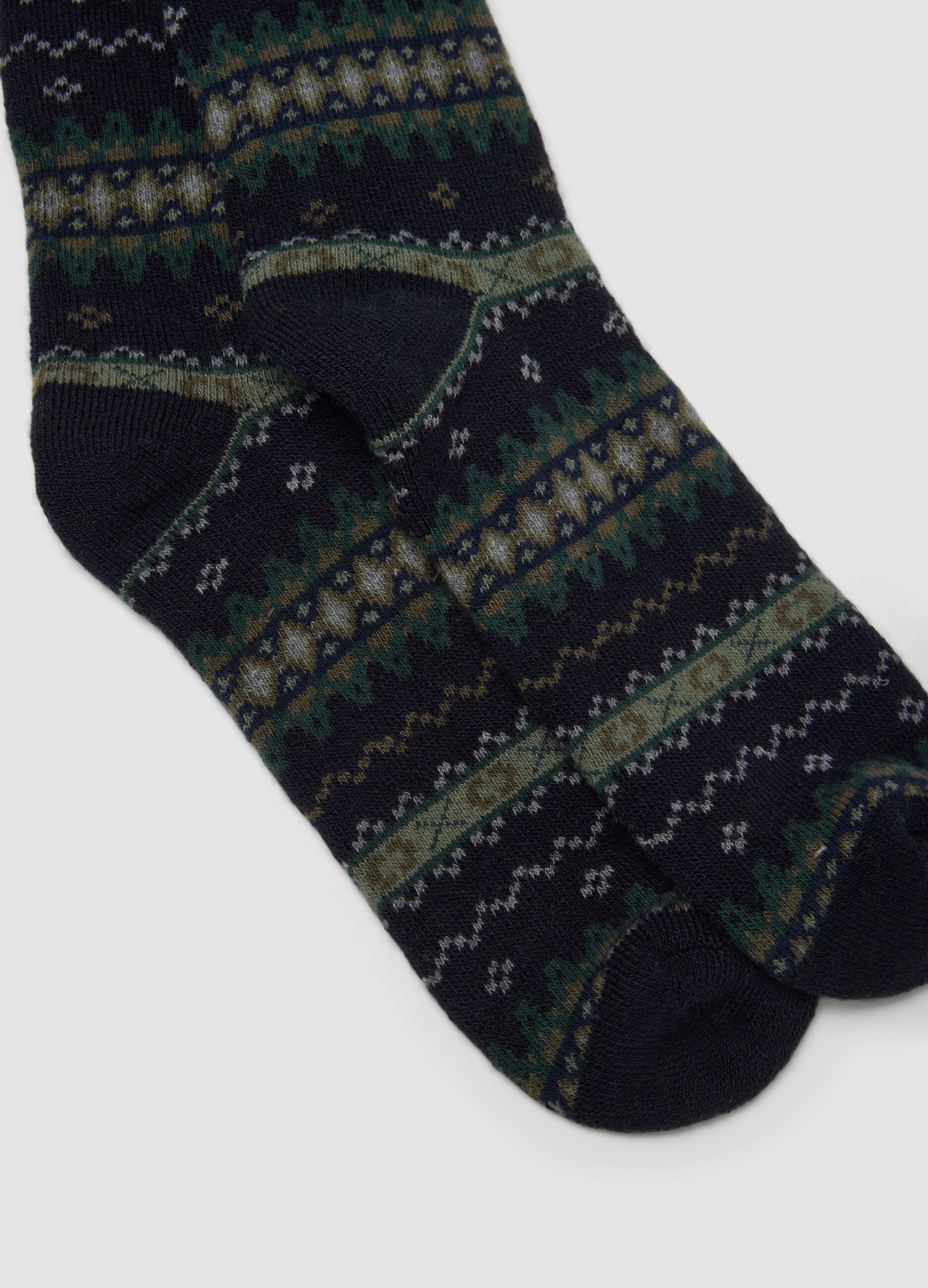 Blue knee-high socks in cotton and stretch wool