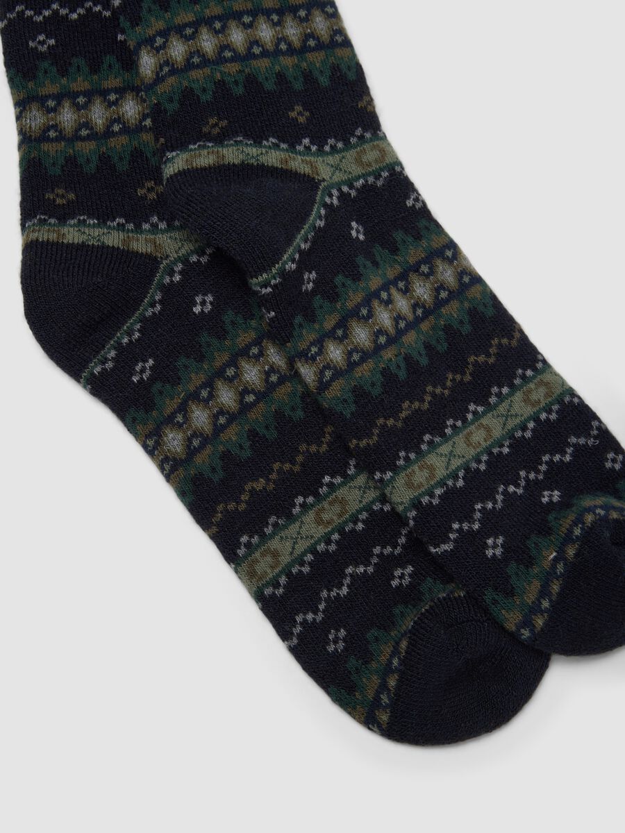 Blue knee-high socks in cotton and stretch wool_1