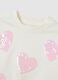 White regular fit cotton sweatshirt for girls with hearts_2