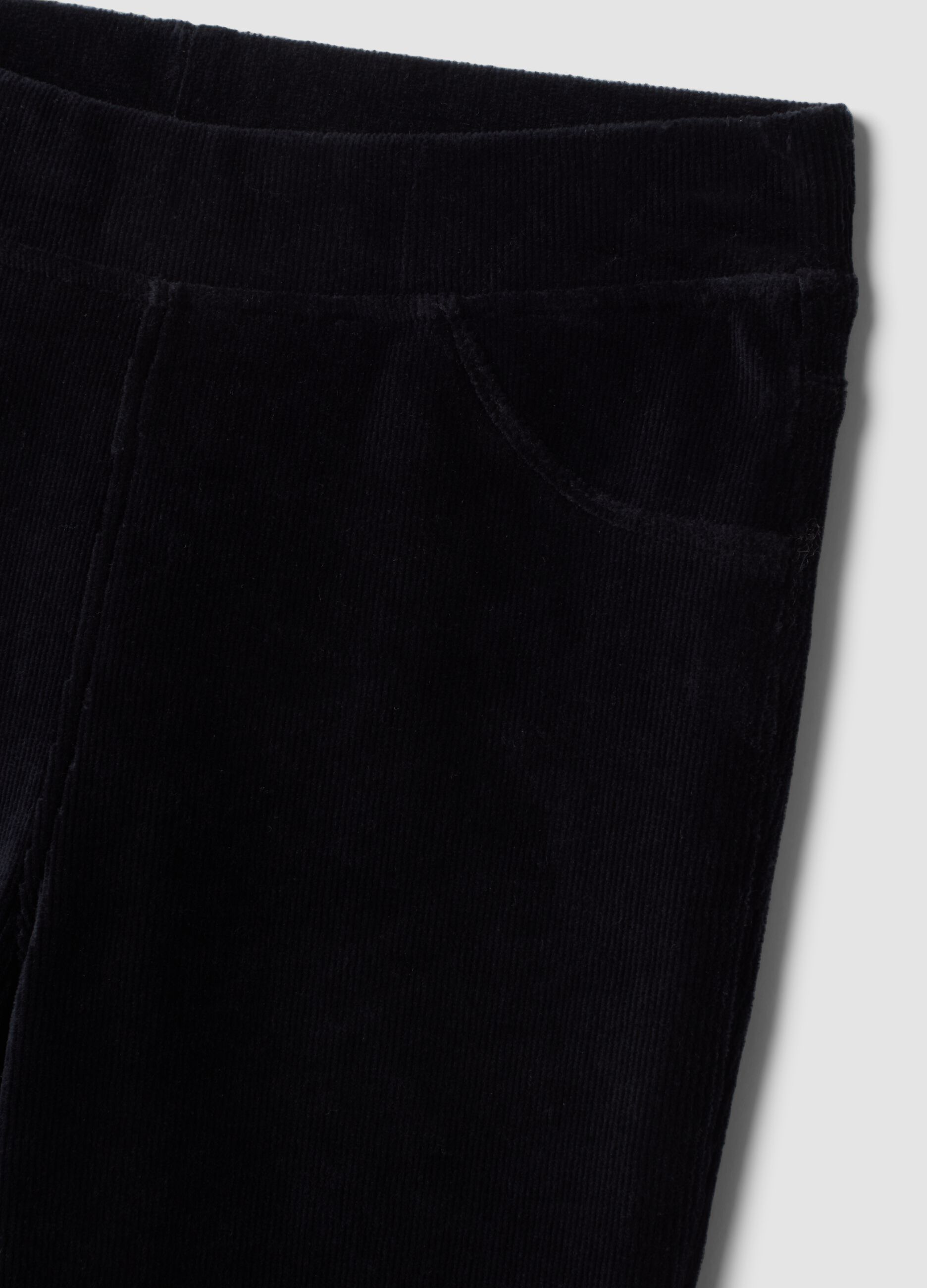 Treggings neri in cotone elasticizzato a costine
