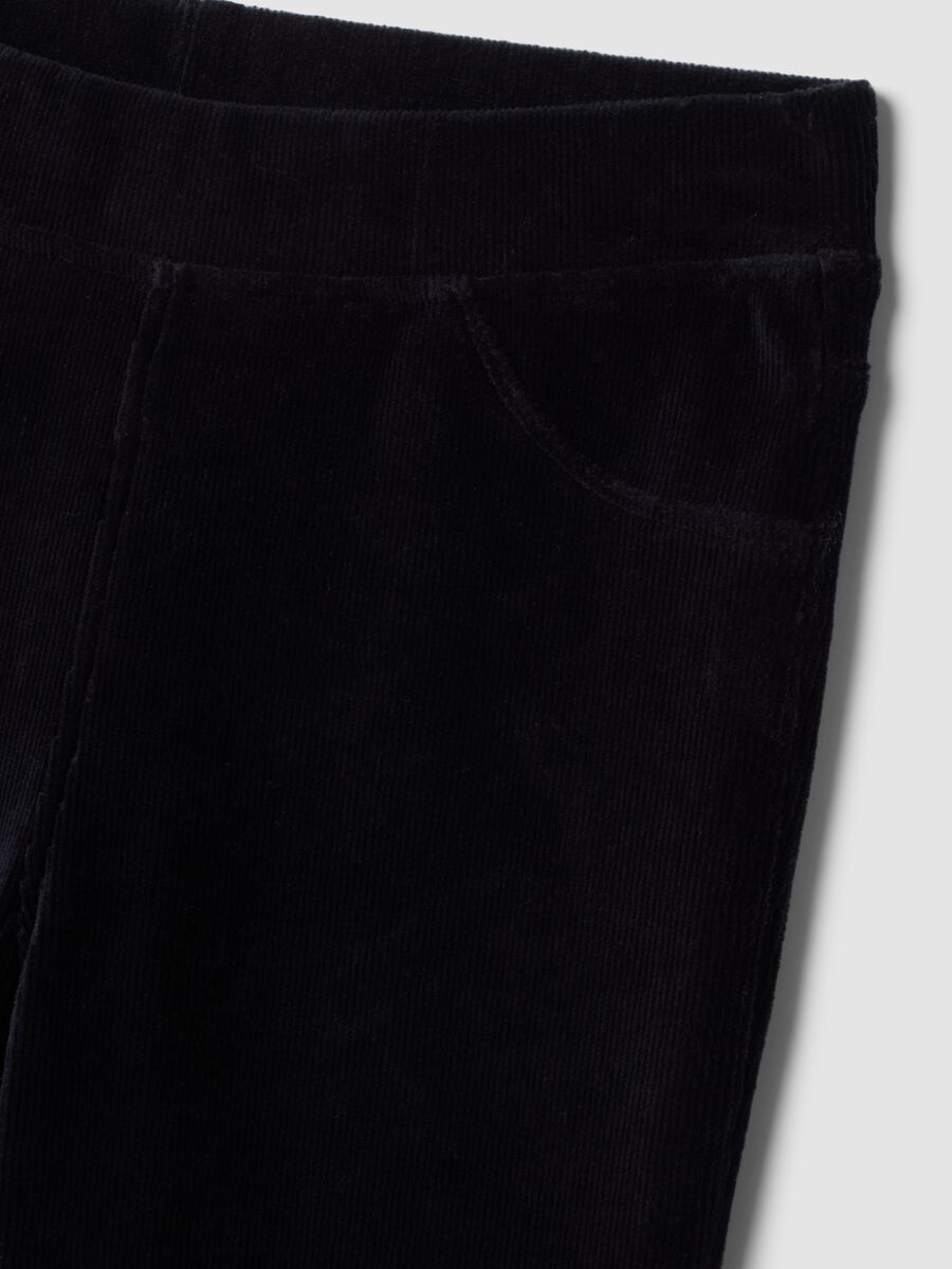 Black ribbed stretch cotton treggings_1