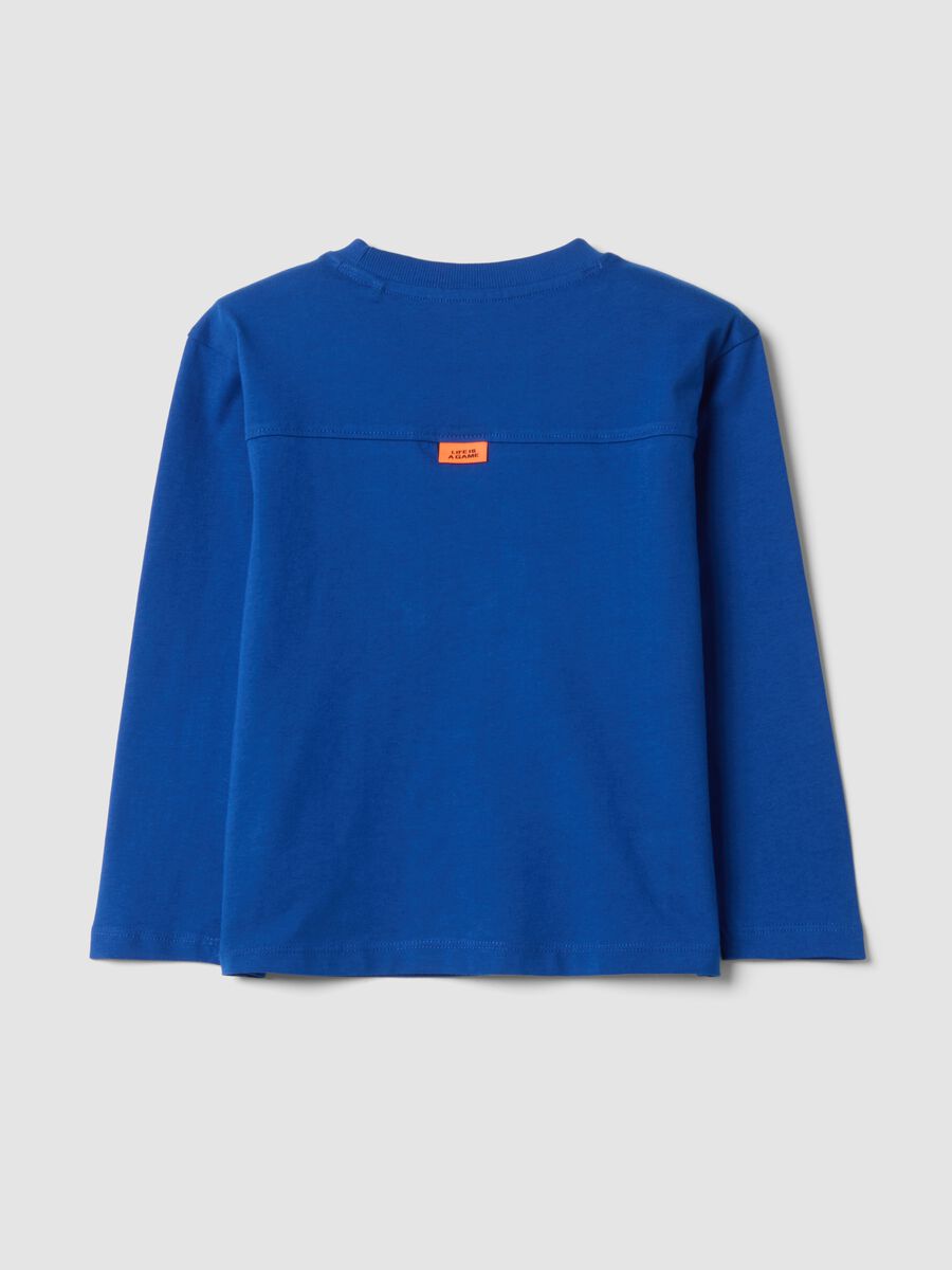 Blue pure cotton crew-neck over-fit T-shirt_1