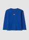 T-shirt blu in puro cotone con girocollo over fit_1
