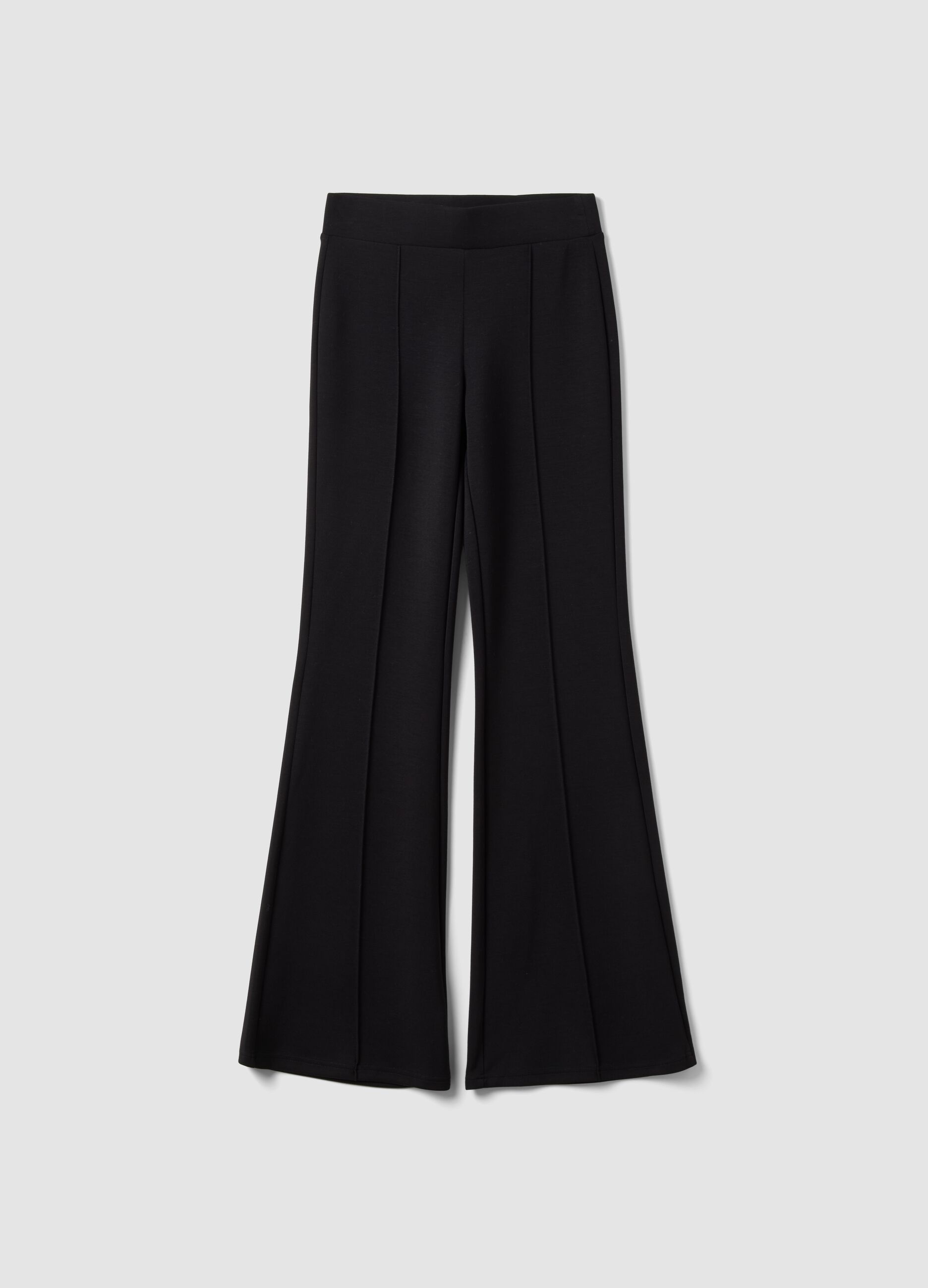 Black flared trousers in stretch modal