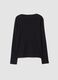Black crew-neck pure cotton T-shirt with rhinestones, regular fit_2