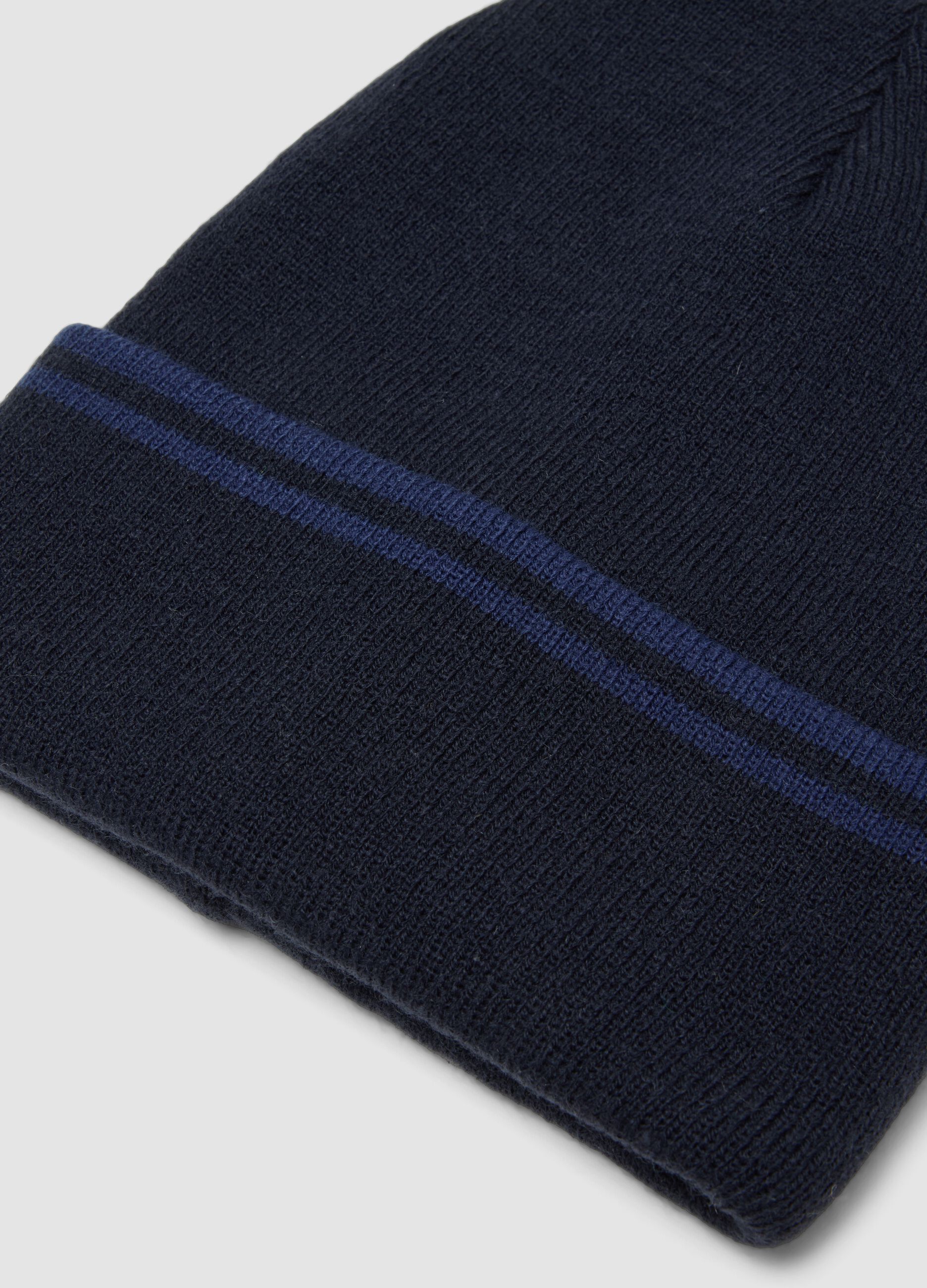 Blue beanie with turn-up