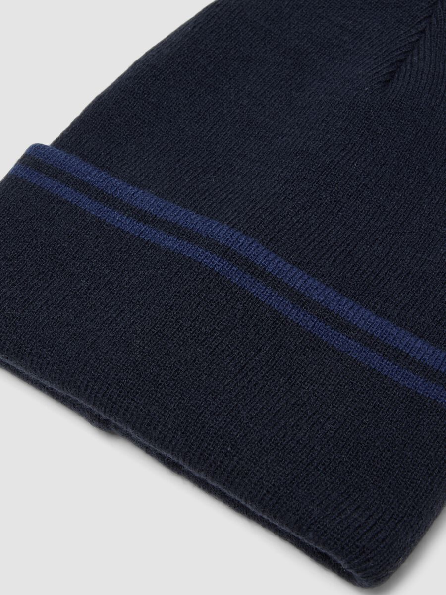 Blue beanie with turn-up_1
