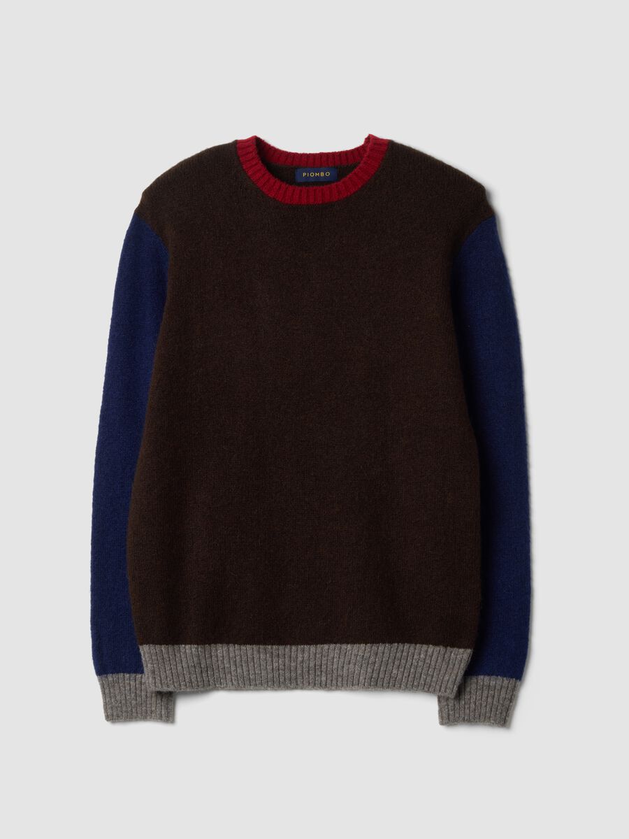 Men&rsquo;s brown crew-neck jumper in stretch wool and alpaca, regular fit_4