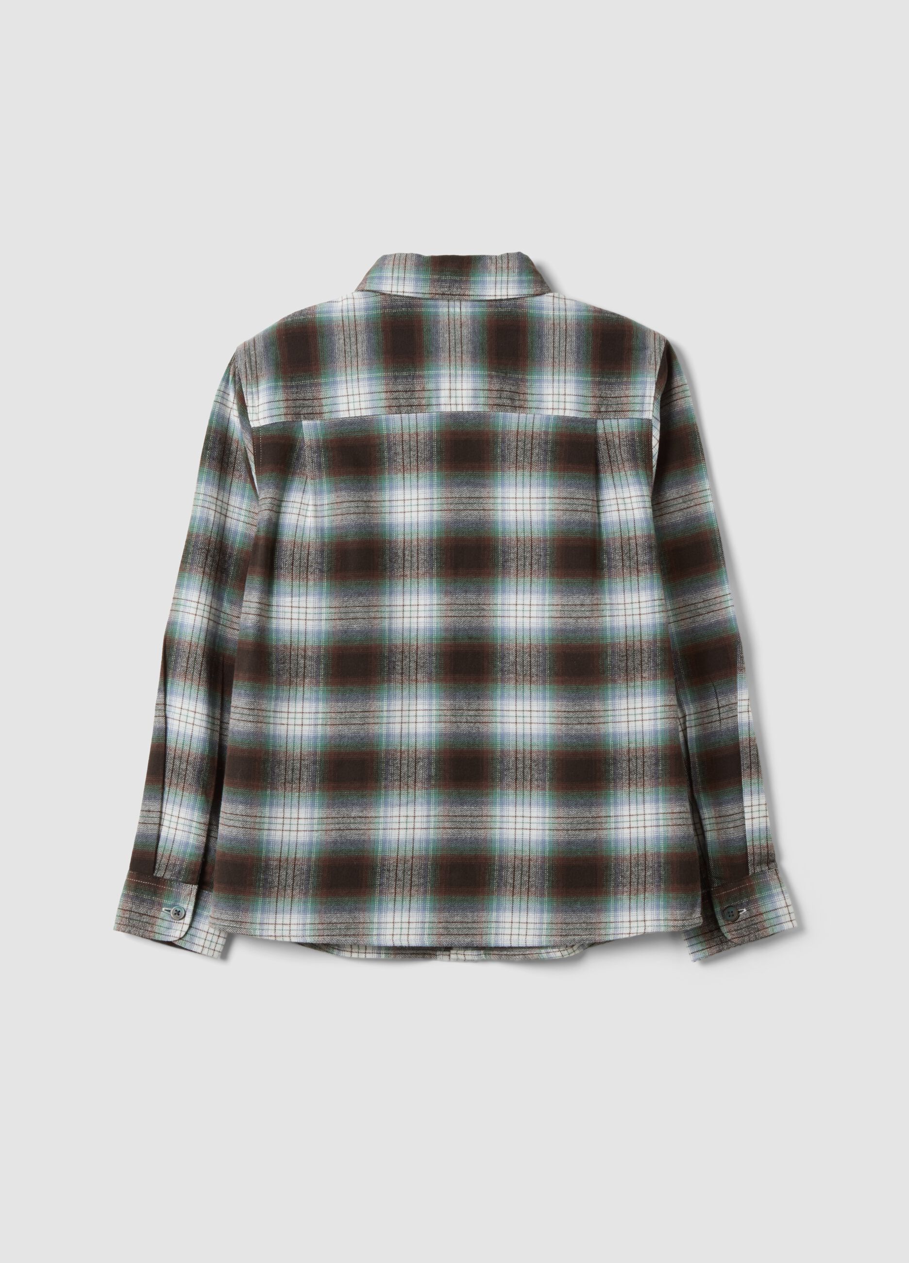 Brown checked pure cotton shirt