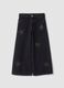 Jeans blu wide leg in puro cotone con stelle_0
